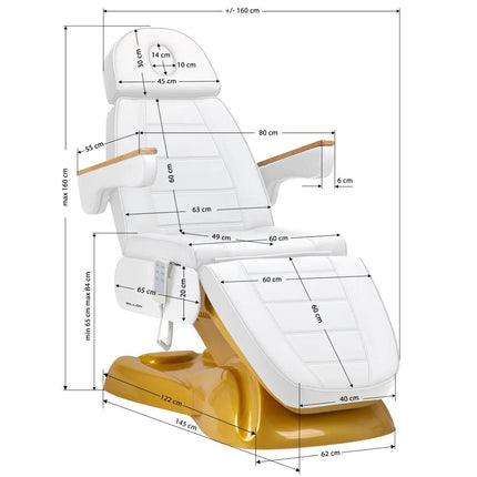 Elektrinis kosmetologinis gultas SILLON Lux 273b 3 varikliai, baltas