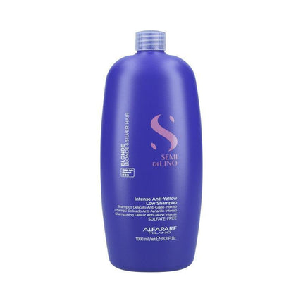 ALFAPARF SEMI DI LINO BLONDE INTENSE neutralizuojantis šampūnas šviesiems plaukams ANTI-YELLOW, 1000 ml - Beauty Kit