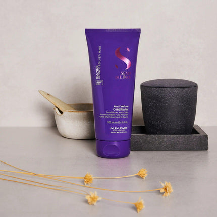 ALFAPARF SEMI DI LINO BLONDE violetinis kondicionierius šviesiems plaukams ANTI-YELLOW, 200 ml - Beauty Kit