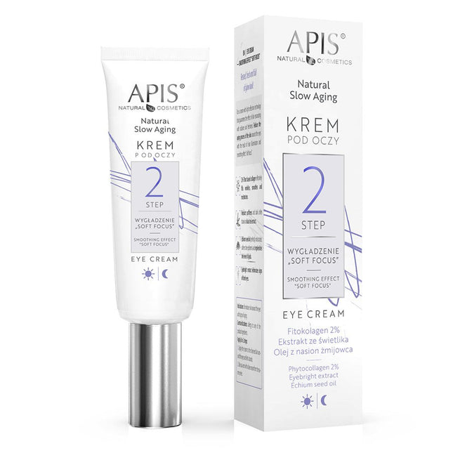 Apis Natural lėtai senstantis paakių kremas STEP 2 glotninamasis ,,SOFT FOCUS". 15 ml - Beauty Kit