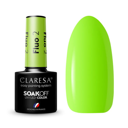 CLARESA Hibridinis nagų lakas FLUO 2, 5g - Beauty Kit