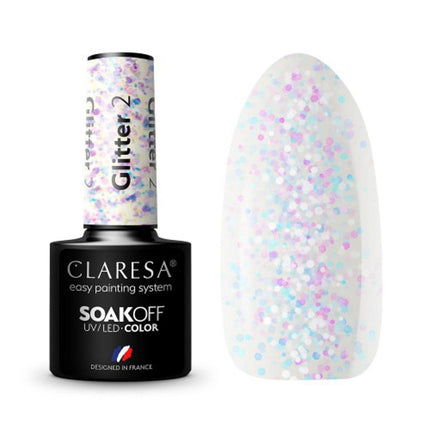 CLARESA Hibridinis nagų lakas GLITTER 2, 5g - Beauty Kit