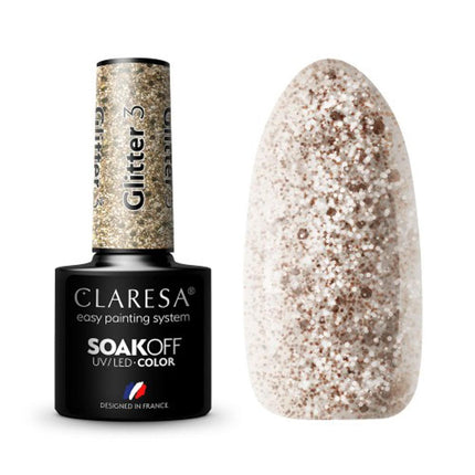 CLARESA Hibridinis nagų lakas GLITTER 3, 5g - Beauty Kit