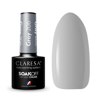 CLARESA Hibridinis nagų lakas GREY 206, 5g - Beauty Kit