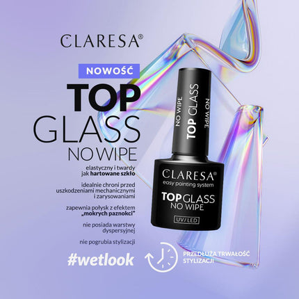 CLARESA hibridinis gelio viršutinis sluoksnis Top Glass, 5g - Beauty Kit