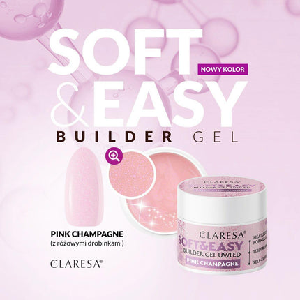 CLARESA nagų gelis Soft&Easy Pink Champagne, 90g - Beauty Kit