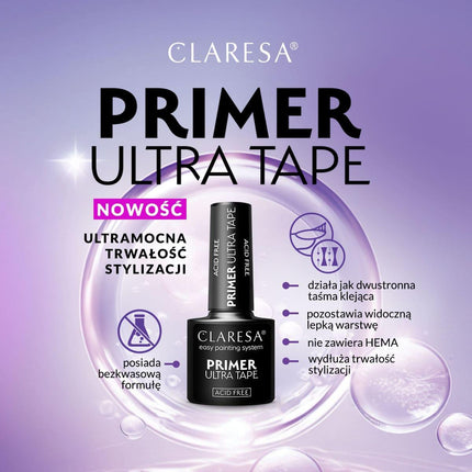 CLARESA nerūgštinis nagų gruntas Primer Ultra Tape, 5 ml - Beauty Kit