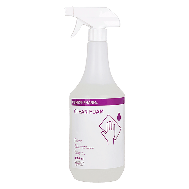 CLEAN FOAM paviršių valymo ir dezinfekcijos priemonė-putos be alkoholio, 1000 ml - Beauty Kit