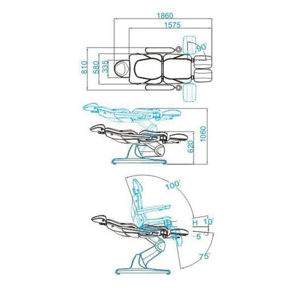 Elektrinė kosmetinė kėdė AZZURRO 870S PEDI 3 variklių, kapučino spalvos - Beauty Kit