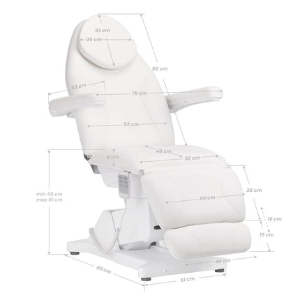 Elektrinė kosmetologinė kėdė SILLON BASIC 3 variklių, balta - Beauty Kit