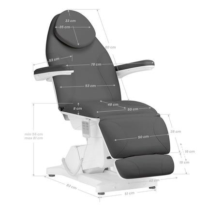 Elektrinis kosmetologinis gultas SILLON BASIC 3 variklių, pilkas - Beauty Kit