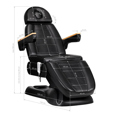 Elektrinis kosmetologinis gultas SILLON LUX 273B + meistro kėdė 304, juodos spalvos - Beauty Kit