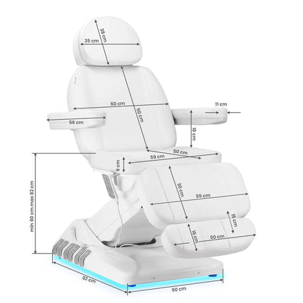 Elektrinis kosmetologinis gultas SILLON Luxury su kojinu valdymu, 3 varikliai, baltas - Beauty Kit