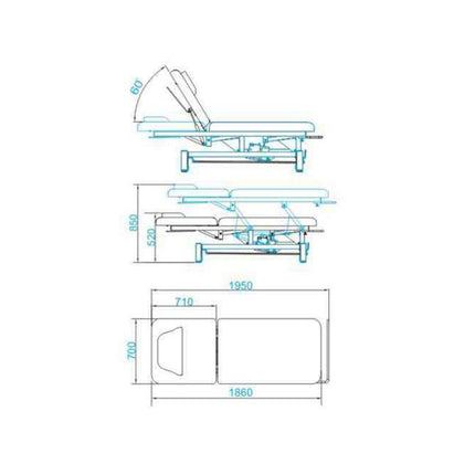 Elektrinis kosmetinis gultas AZZURRO 684 1 variklio, balta - Beauty Kit