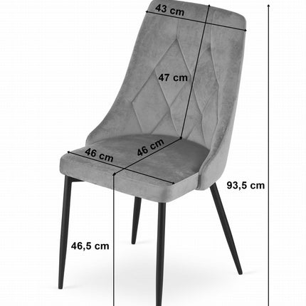Kėdės IMOLA, tamsiai pilkas aksomas, 4 vnt. - Beauty Kit