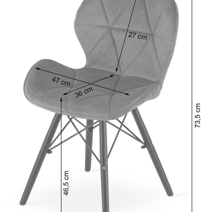 LAGO Velvet kėdė - tamsiai mėlynos / juodos kojos x 4 - Beauty Kit