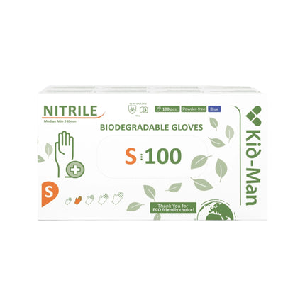 KID-MAN BIODEGRADABLE nitirilinės pirštinės M, mėlynos - Beauty Kit