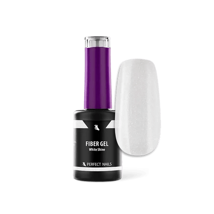 PERFECT NAILS Fiber Gel Vitamin pluoštinė gelio bazė WHITE SHINE, 8 ml. - Beauty Kit