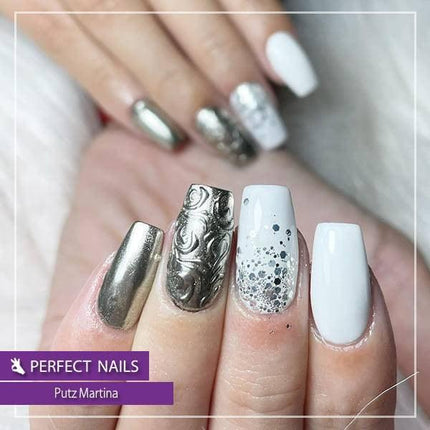 PERFECT NAILS nagų dekoravimo chromo pudra - SILVER - Beauty Kit