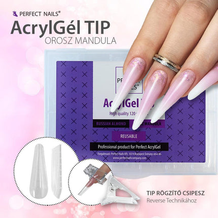 PERFECT NAILS Reverse TIP Russian Migdol akrigelio tipsų rinkinys, 120 vnt. - Beauty Kit