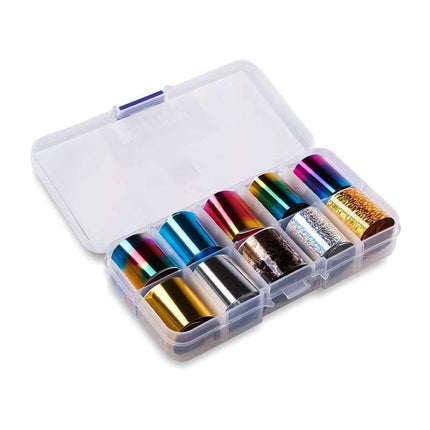 PERFECT NAILS Transfer Foil folija nagų dailei Rainbow, 10 vnt. - Beauty Kit