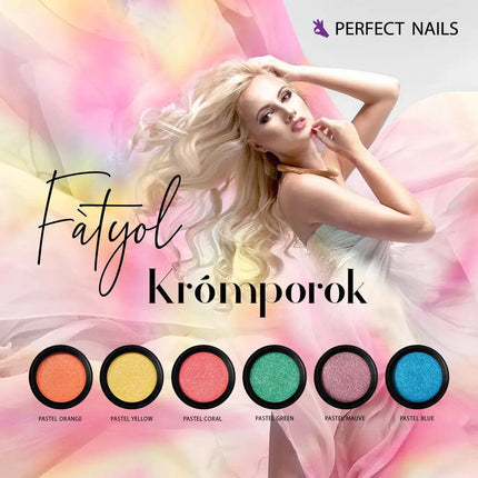 PERFECT NAILS Veil Chrome Powder chromo pudra nagų dailei Pastel Mallow - Beauty Kit