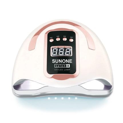 SUNONE SALON X manikiūro lempa UV/LED 280W su elektroniniu laikmačiu bei veidrodiniu pagrindu, balta - Beauty Kit