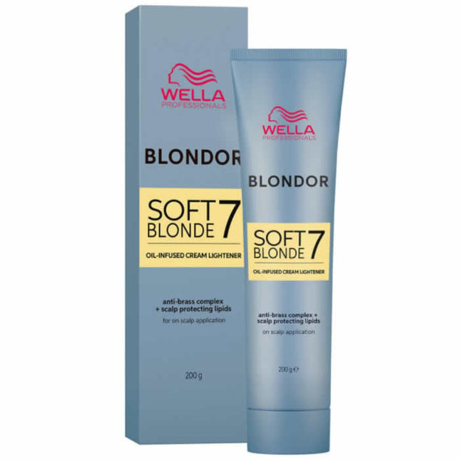 Wella Blondor Soft Blonde 7 aliejus Infused Cream Lightner 200g - Beauty Kit