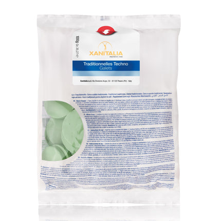 XANITALIA depiliacinio vaško diskai GREEN TEA TECHNO HARD WAX, 1 kg - Beauty Kit