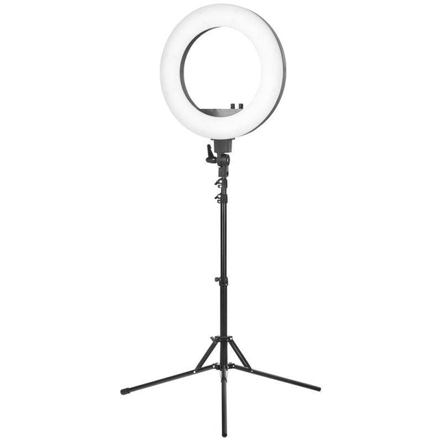 Žiedinė LED lempa su telefono laikikliu 18" 48w + stovas - Beauty Kit